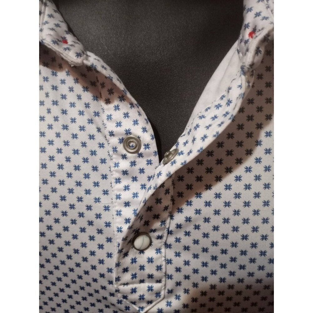 Rafter C Geometric Print Pearl Snap Polo 2XL Western Golf Performance Shirt - Picture 7 of 12